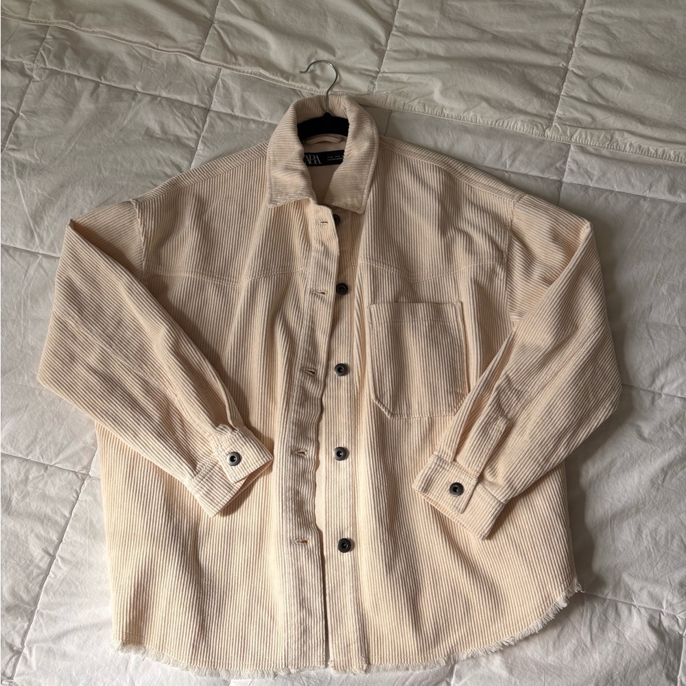 Cream Corduroy Button-Up Shirt